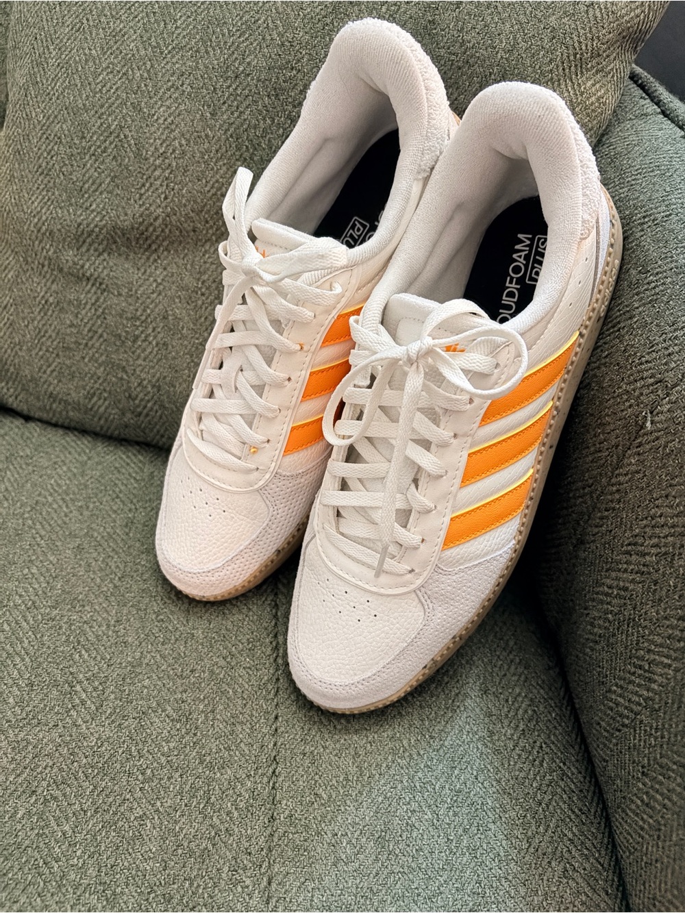 adidas White Sneakers with Orange Stripes Women